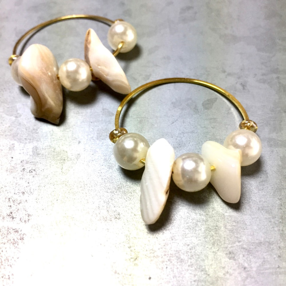 shell＋pearl slimhoop★4pcs 5枚目の画像