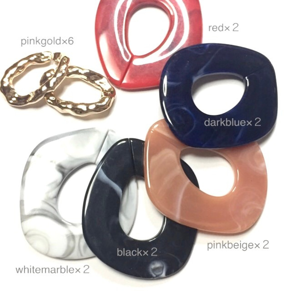 【16pcs】big color oval＋pinkgold link 2枚目の画像