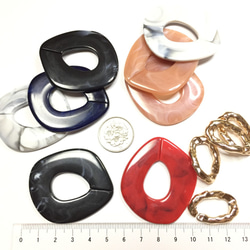 【16pcs】big color oval＋pinkgold link 4枚目の画像