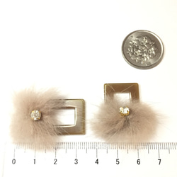 mink＋diamond rectangle/camel★４pcs 5枚目の画像