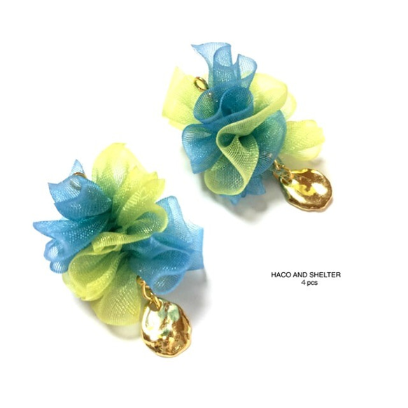 chiffon frill（lemon×blue）★4pcs 1枚目の画像