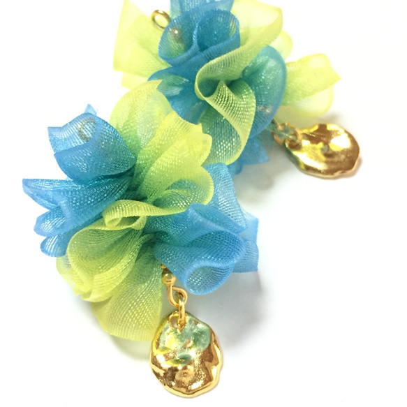 chiffon frill（lemon×blue）★4pcs 2枚目の画像