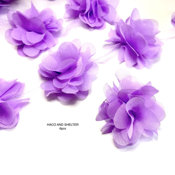 ６pcs★chiffon volume fleur・violet 1枚目の画像