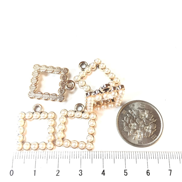 6pcs★square petit pearl charm（acrylic） 4枚目の画像