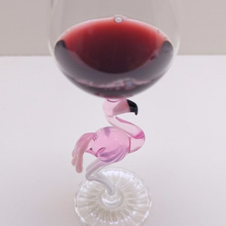 <受注制作>　フラミンゴのワイングラス　ペア2脚セット 3枚目の画像