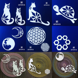 ネコ切り絵デザイン for 64ピン糸かけ曼荼羅（9モチーフ） 3枚目の画像