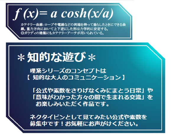 カテナリー曲線ネクタイピン【理系・数学アクセサリー】 6枚目の画像