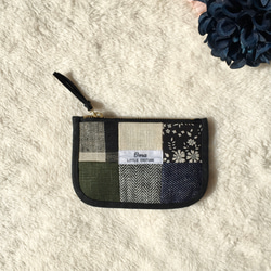 ミニポーチ＊大人リネンパッチワーク 1枚目の画像