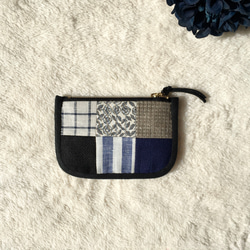 ミニポーチ＊大人リネンパッチワーク 2枚目の画像