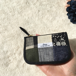 ミニポーチ＊大人リネンパッチワーク 3枚目の画像