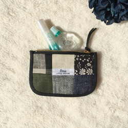 ミニポーチ＊大人リネンパッチワーク 4枚目の画像