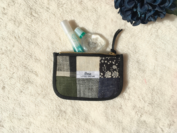 ミニポーチ＊大人リネンパッチワーク 4枚目の画像