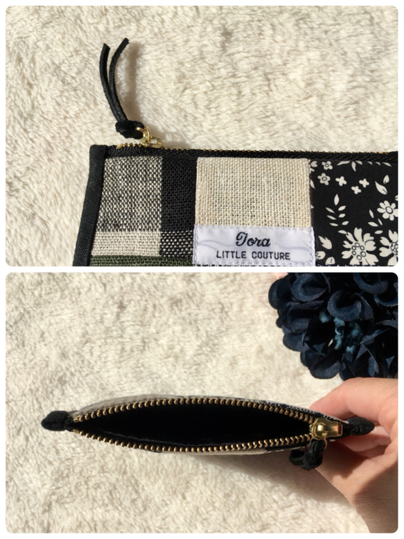 ミニポーチ＊大人リネンパッチワーク 5枚目の画像