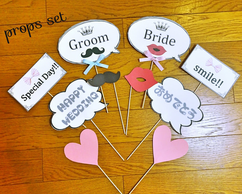 結婚式♡フォトプロップス12本セット(*ˊ˘ˋ*)。♪:*° ウェディングフォトプロップス12本セット☆ フォトプロップス