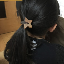 【送料込】寄木のヘアゴム（小六角） 3枚目の画像