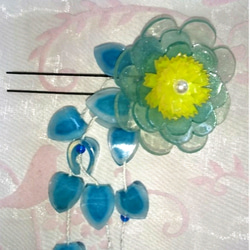 【夏祭り、浴衣にオススメ！】青い花のかんざし　　ヘアピン 2枚目の画像