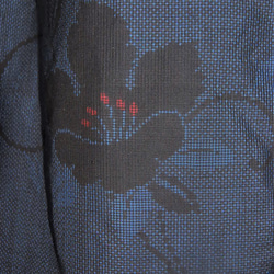 泥藍大島　クレマチスのギャザースカート　着物リメイク 6枚目の画像