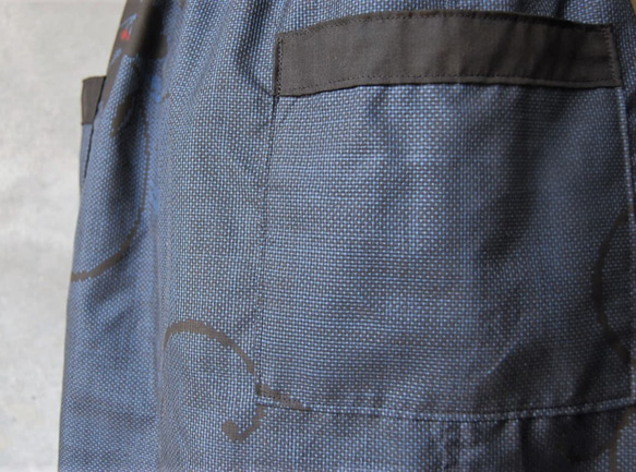 泥藍大島　クレマチスのギャザースカート　着物リメイク 7枚目の画像