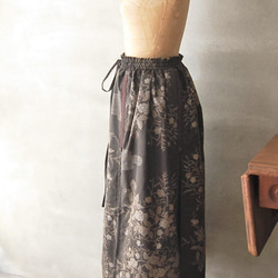 大島紬　花束のタックギャザースカート　着物リメイク 7枚目の画像