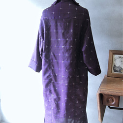 桔梗色　十字絣のライトコート　着物リメイク 5枚目の画像