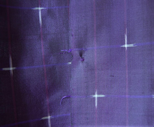 桔梗色　十字絣のライトコート　着物リメイク 8枚目の画像