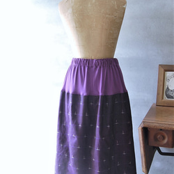 桔梗色　十字絣のスカート　着物リメイク 5枚目の画像