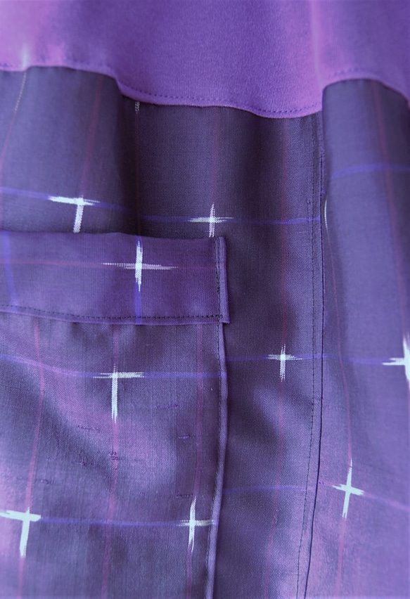 桔梗色　十字絣のスカート　着物リメイク 6枚目の画像