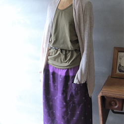 桔梗色　十字絣のスカート　着物リメイク 8枚目の画像