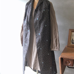 大島紬　十字柄の変形ジレ　着物リメイク 5枚目の画像
