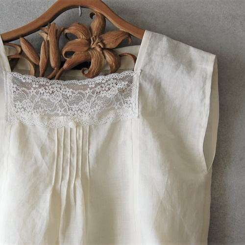 本麻とレースのブラウス 着物リメイク ブラウス 吉祥堂 通販｜Creema