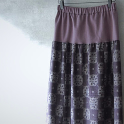 丸紋紬のギャザースカート　着物リメイク 1枚目の画像