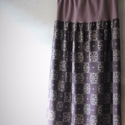 丸紋紬のギャザースカート　着物リメイク 2枚目の画像