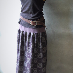 丸紋紬のギャザースカート　着物リメイク 4枚目の画像