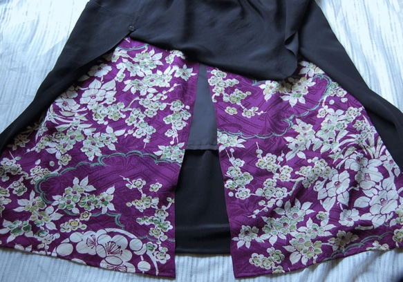 爛漫の花スリットスカート　着物リメイク 5枚目の画像