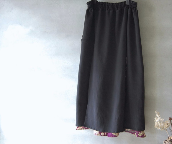 爛漫の花スリットスカート　着物リメイク 7枚目の画像