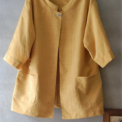 くちなし色のジャケット　着物リメイク 3枚目の画像