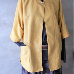 くちなし色のジャケット　着物リメイク 8枚目の画像