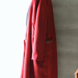 紅紬のカシュクールワンピース　着物リメイク 6枚目の画像