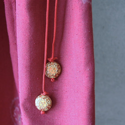 丸紋紅紬のギャザースカート　着物リメイク 4枚目の画像