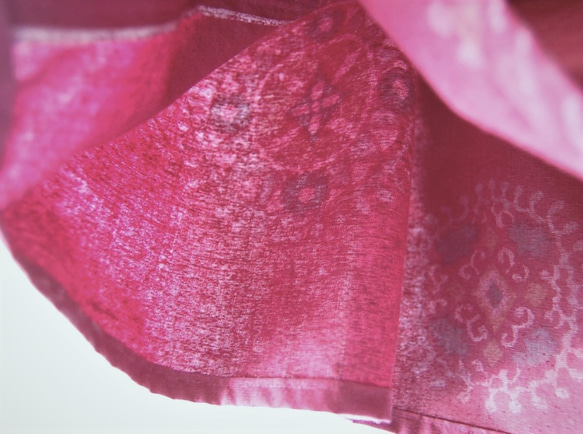 丸紋紅紬のギャザースカート　着物リメイク 9枚目の画像