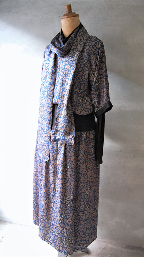 ねじり梅のスリットギャザースカート　着物リメイク 10枚目の画像