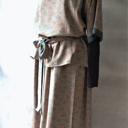 花唐草のスリットギャザースカート　着物リメイク 9枚目の画像