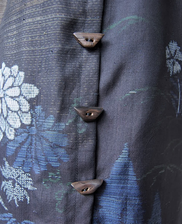 大島紬　花と樹のラップ風スカート　着物リメイク 8枚目の画像