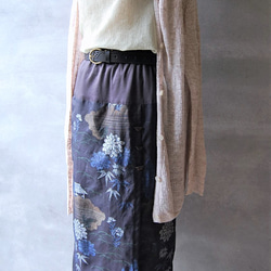 大島紬　花と樹のラップ風スカート　着物リメイク 9枚目の画像