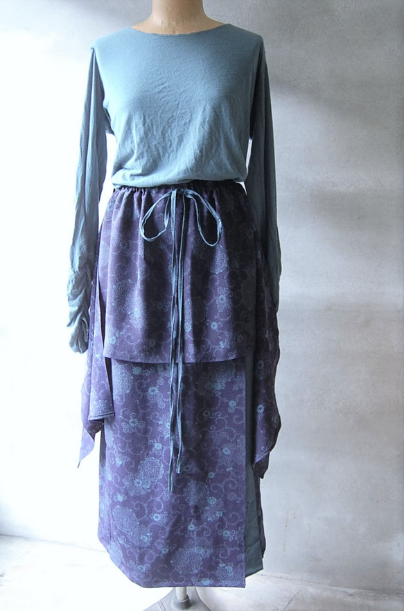 菊唐草のオーバースカート　着物リメイク 5枚目の画像