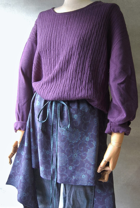 菊唐草のオーバースカート　着物リメイク 9枚目の画像