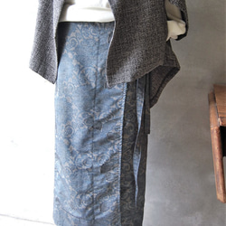 牡丹唐草のラップスカート　着物リメイク 7枚目の画像