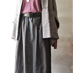 泥藍大島のリバーシブルスカート（霰×唐花）着物リメイク 10枚目の画像
