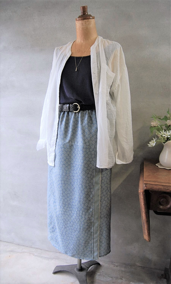小菊のラップ風スカート　着物リメイク 9枚目の画像