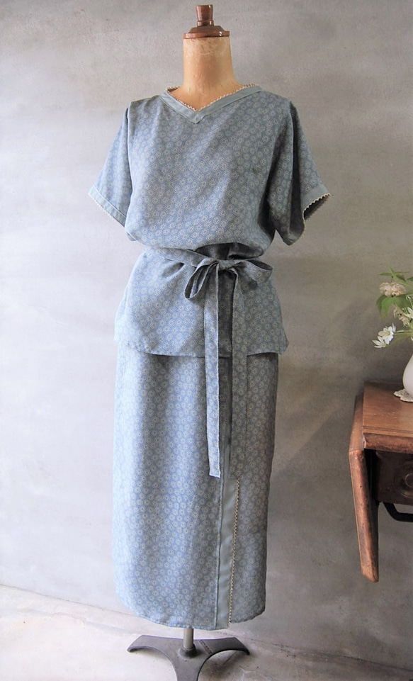 小菊のラップ風スカート　着物リメイク 10枚目の画像